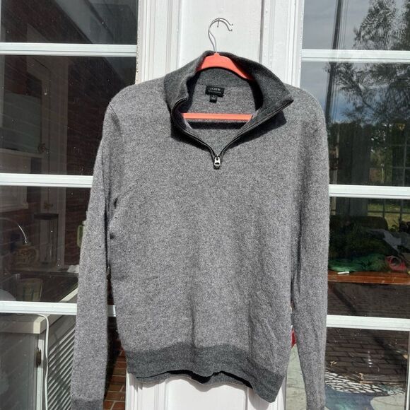 J Crew Cashmere Bird’s Eye Half Zip Sweater - Picture 2 of 6